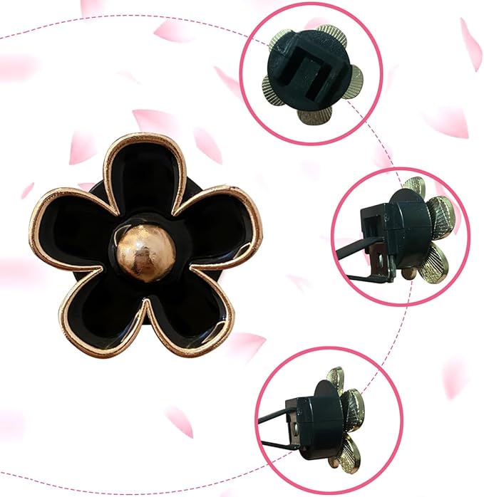 8PCS Car Daisy Flower Air Vent Clip, Cute Auto Outlet Air Conditioning Clip, Sweet Girly Vehicle Fresheners Gift for Women Girls, Car Interior Decor Universal Fit（Black）
