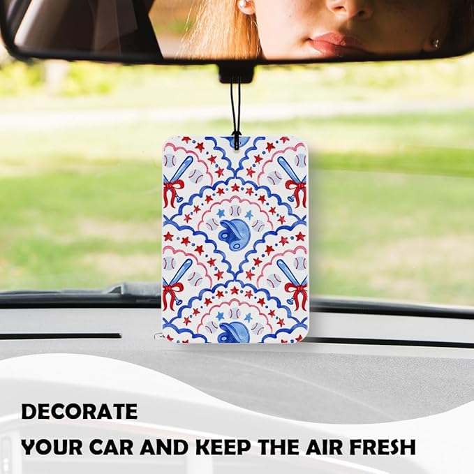 Vintage Baseball Car Air Freshener 3 Pcs, Baseball Mom Lover Player Fan Gifts, Coquette Checkered Bow Base Ball Air Freshener Hanging Decor for Cars Closet Drawer Books Accessories Gifts