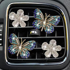 Bling Butterfly Crystal Daisy Air Fresheners, 4 Pcs Rhinestone Diamond Flower Car Decoration, Bling Car Accessories for Women
