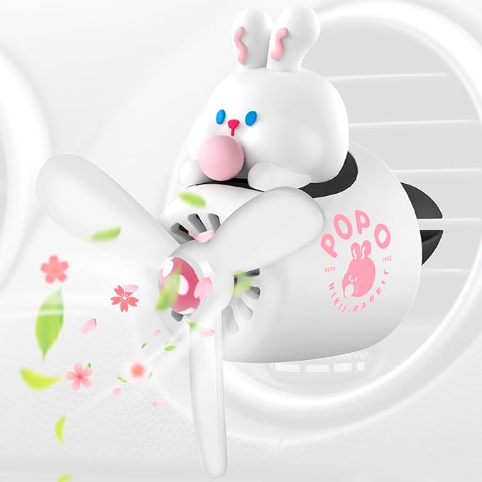 White Rabbit Pilot Car Air Freshener Vent Clip – Airplane Car Freshener | Easy Clip-On, ABS+PP | Rotating Propeller for Eliminating Odors, Long-Lasting Fragrance & Fun Addition to Your Vehicle