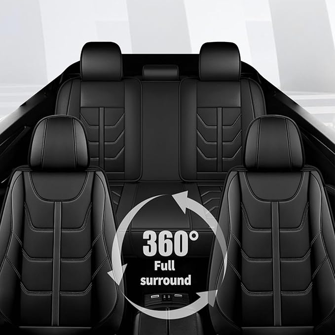 TTX LIGHTING Car Seat Covers fit for Hyundai Palisade 2020-2026 Full Set: Premium Leather Automotive Seat Cover with Airbag Compatible Waterproof (5 Seats, Black)