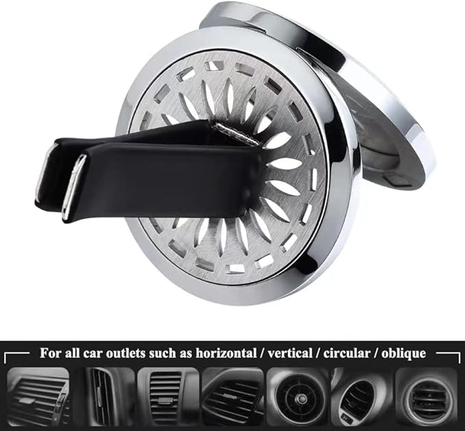 Car Aromatherapy Essential Oil Diffuser Locket Lotus Pattern Stainless Steel Car Air Fresheners Vent Clips Decorative