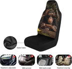 Funny Car Front Seat Covers Breathable Car Seat Cover for Front Seats Set of 2 Gorilla Elastic Polyester Removable Automotive Accessories for Cars Sedans and SUVs