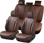 Coverado Front and Back Car Seat Covers, Leather Seat Cover for Cars, Automotive Seat Cover Full Set, Waterproof Universal Seat Cover, Luxury Car Seat Protector Seat Cushion Fit Most Cars, Coffee