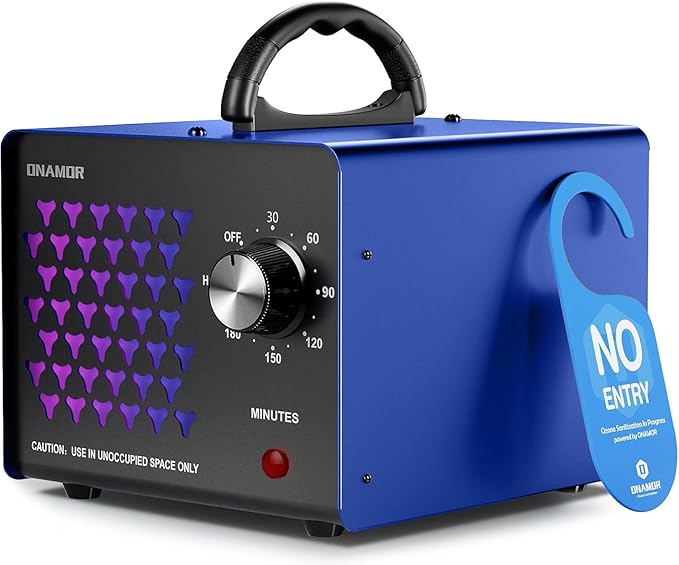 ONAMOR Ozone Generator Odor Eliminator 70000mg, High Capacity Ozone Machine Odor Removal Up to 6000 Sq.Ft, Ozone Ionizer Ozonator for Smoke, Car, Basement And Pet Room, Blue