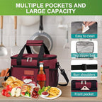 iknoe Insulated Lunch Bag, Foldable 8.5L Cooler Bag for Men & Women, Leakproof Thermal Design, Great for Office, Picnic, Travel, Lunch Box, Red