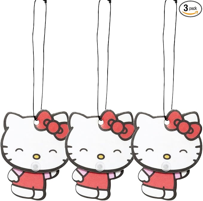 Hello Kitty Automotive Air Fresheners: PlastiColor WIiggle Hanging Car Air Freshener - Odor Eliminator for Car, Cute Hanging Air Freshener for a Fresh Driving Experience, 3 Packs