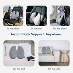 C CUSHION LAB Extra Dense Lumbar Pillow - Patented Ergonomic Multi-Region Firm Back Support for Lower Back Pain Relief - Lumbar Support Cushion with Strap for Office Chair, Car, Sofa, Plane - Grey