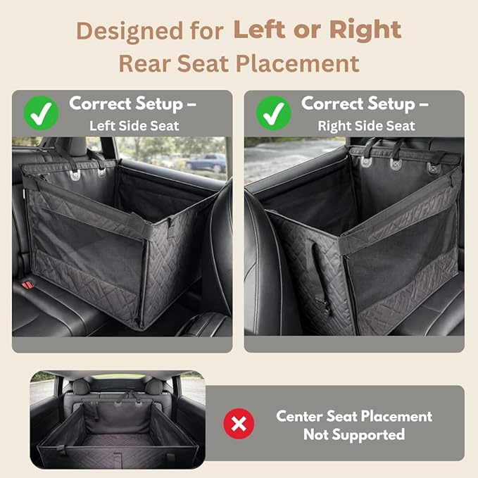 Large Dog Car Seat Extender, Adjustable Seatbelt Leash, PU Leather Hard Bottom Back Seat Protector, Waterproof Foldable Car Hammock for Medium Large Dogs for SUVs Trucks Cars