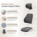 FLORICH Car Seat Cushion & Lumbar Support Pillow & Car Neck Pillow, Ergonomic Memory Foam Driving Seat Cushion for Back & Sciatica Pain Relief, Non-Slip Washable Cushion for Car, Driver, Office-Gray