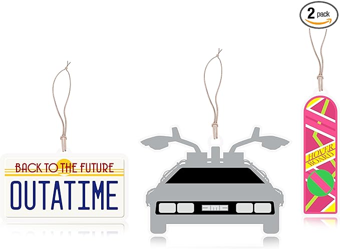 Back to the Future Gifts Air Freshener | DeLorean Car Accessories | DeLorean Christmas Ornament | DeLorean DMC-12 Car Air Freshner | 3/Set | Officially Licensed | 2-Pack