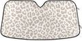 Leopard Cheetah White Car Windshield Sun Shade Foldable UV Ray Sun Visor Protector Sunshade to Keep Your Vehicle Cool (55" x 27.6")