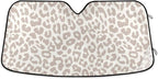 Leopard Cheetah White Car Windshield Sun Shade Foldable UV Ray Sun Visor Protector Sunshade to Keep Your Vehicle Cool (55" x 27.6")