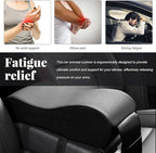 Car Center Console Cover, Soft Memory Foam Auto Arm Rest Pillow with Phone Holder Storage Bag, Waterproof Leather Armrest Seat Box Protector Comfy Cushion Pad for Most Cars (Black)