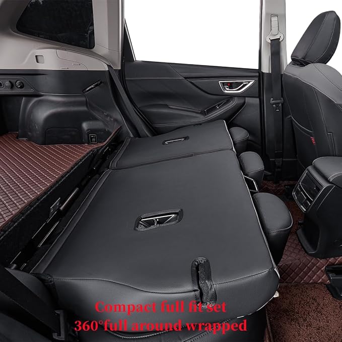 coverdream Forester Car Seat Covers Custom Fit for 2009-2013 Subaru Forester Seat Covers,Rear Seat Without Cup Holder,Full Coverage Waterproof Leather Seat Protector(Full Set,Black/Gray)