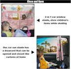 Car Window Shade for Baby, Blackout Car Window Curtain with Storage Pockets & 7 Suction Cups, Cartoon Pattern Cars Side Window Sun Shade Cover for Sun/Heat/UV Rays Protection (Pink-Giraffe)
