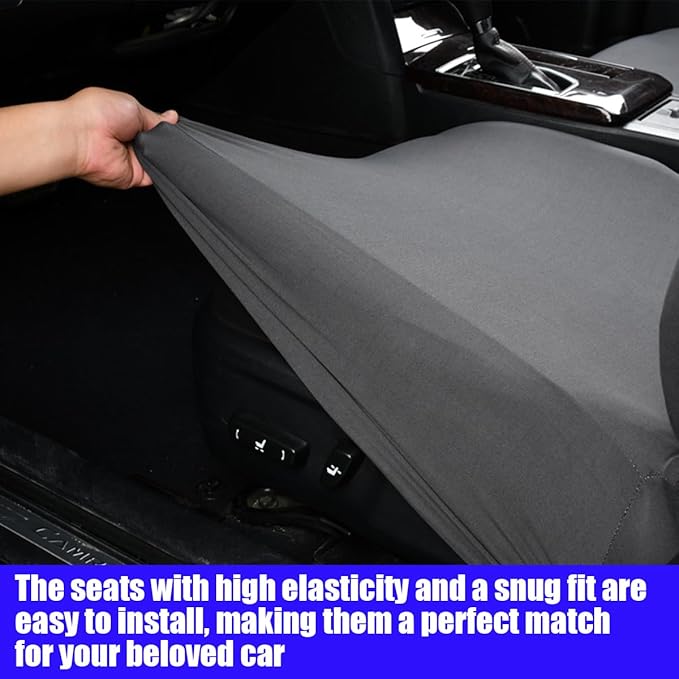 BESULEN Car Back Seat Cover, Dustproof Elastic Cloth Vehicle Rear Seat Bench Protector for Pets Kids, Waterproof Stretch Automobile Interior Accessories, Universal for Sedan Truck SUV (Beige)