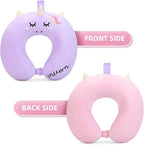 Kids Neck Pillow for Traveling, Unicorn Kids Travel Pillow with Eye Mask, Toddler Travel Essentials for Road Trip Airplane Flight Car Seat, Cute Cartoon Headrest Memory Foam Pillows Gift for Girl Boy