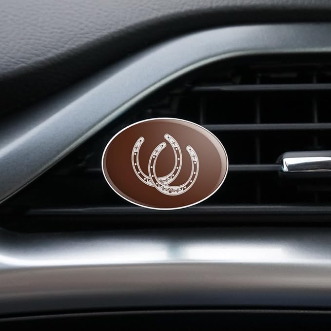 Horseshoe Lucky Double Cowboy Brown Car Air Freshener Vent Clip
