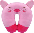 Travel Pillow for Kids, Cute Animal Neck Pillow Support U Shaped Cushion Plush Soft Rest Reading Pillows Sleeping Pillows for Airplane Train Car (Color:Pink Pig)