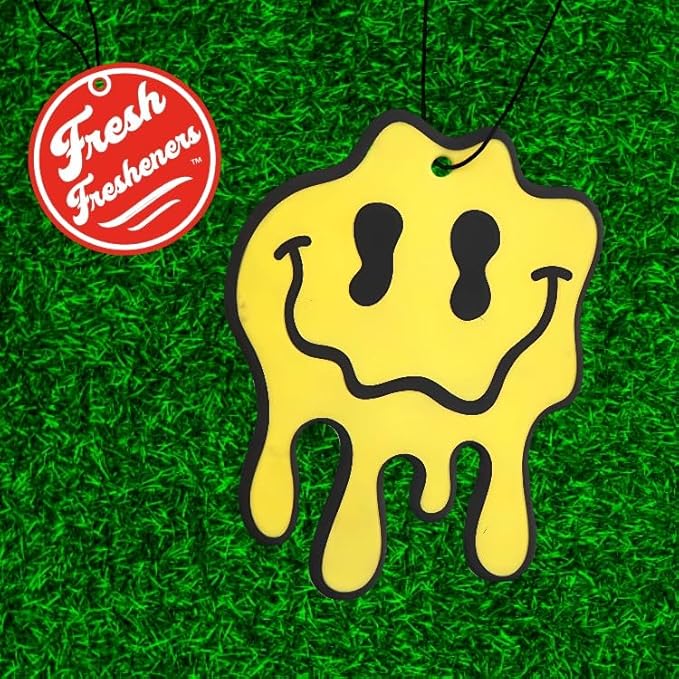 Fresh Fresheners Cute Funny Car Air Fresheners 4 Pack Scented With Premium Oils (Smiley)