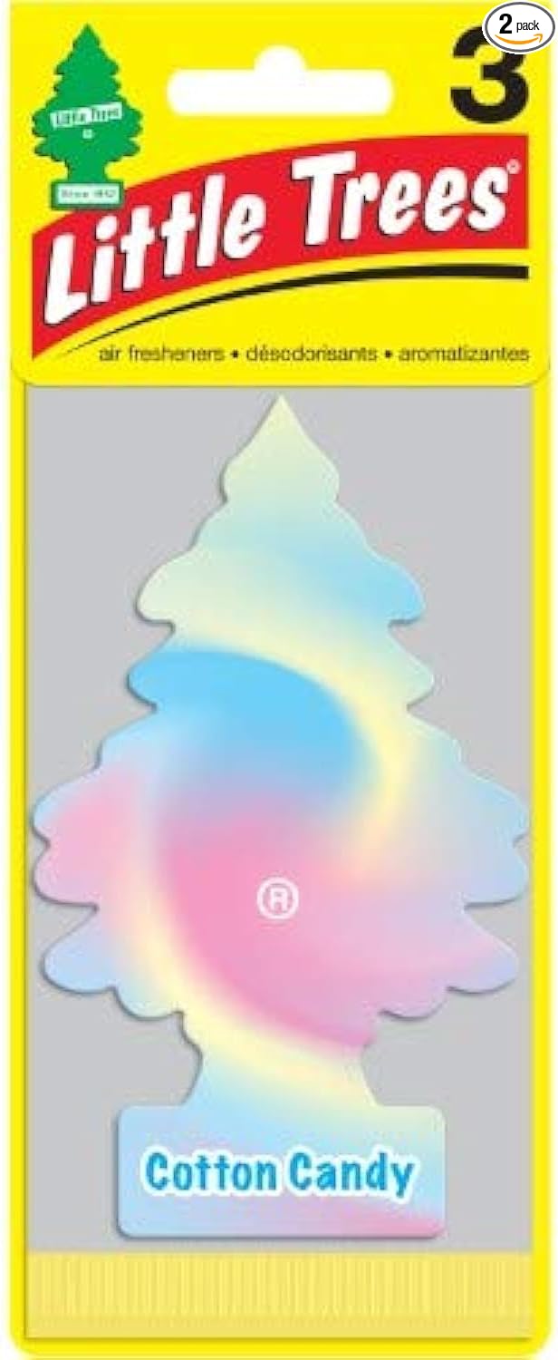LITTLE TREES Car Air Freshener | Hanging Paper Tree for Home or Car | Cotton Candy | Pack of 2