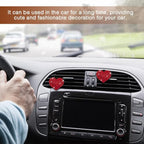 2PCS Heart-Shaped Car Vent Clip with Rhinestone, Car Vent Accessory, Bling Heart Charm Air Conditioning Outlet Clip, Auto Diffuser Air Freshener Charm for Women Girls (Red, Heart)