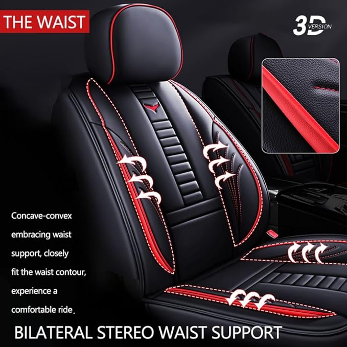 for Toyota CHR Seat Covers 2018-2026, Full Coverage Customized Car Seat Covers, Premium Leather Waterproof Stain-Resistant Easy to Install (Standard 2 Seats, Black&Red)
