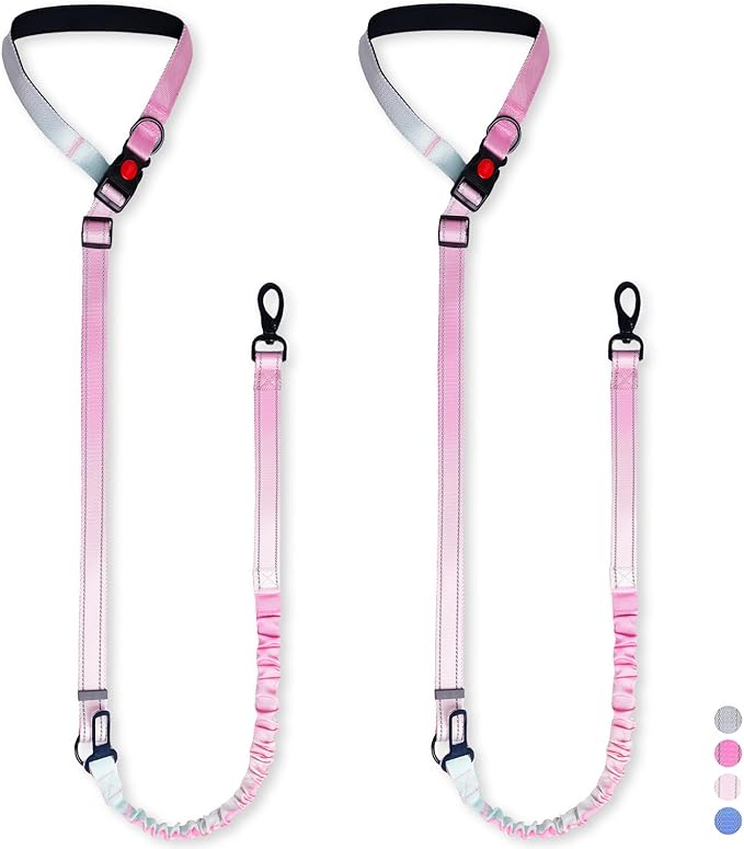 2 Piece Dog Car Seat Belt Harness Retractable Restraint for Car Headrest Adjustable Heavy Duty & Elastic & Durable Dog Car Seat Belt (Pink)