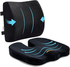 SAIREIDER Seat Cushion and Lumbar Support Pillow for Office Chair, Memory Foam Car Seat Cushions Back Support Pillows, Help Relieve Pain of Back, Lumbar, Tailbone and Sciatic Nerve（Black）
