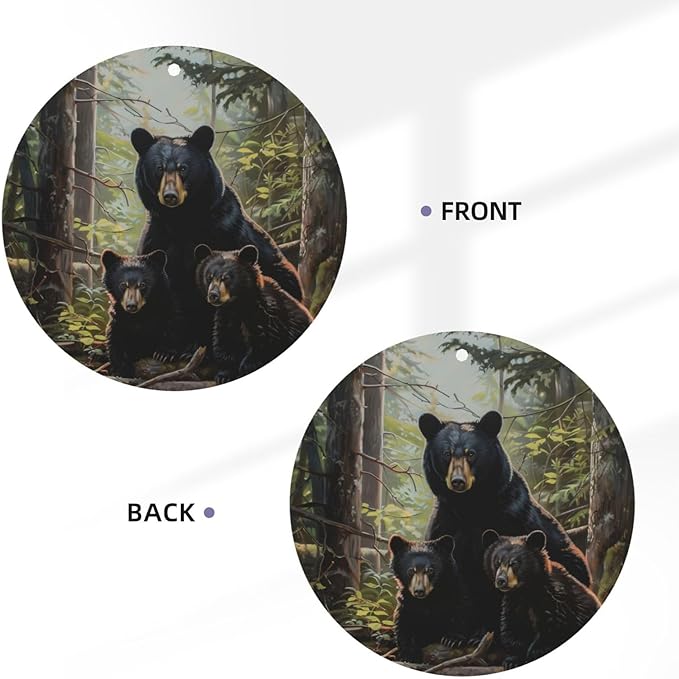 Car Air Fresheners Cards - Set of 4 Pieces with Stylish Black bear family Print - Long-Lasting Fragrance for Your Vehicle