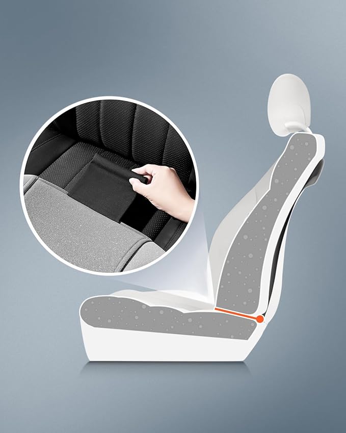 Road Comforts Car Seat Covers for Front Seat, Low Back Heavy Duty Breathable Flax Seat Protector, Airbag, Not Seat Belt Compatible, Washable Seat Cover Fits for Most Cars, Trucks, SUVs, Vans Gray