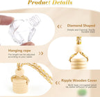 100 Pcs 8ml Hanging Car Air Freshener,Empty Clear Glass Essential Oil Diffuser Perfume Aromatherapy Pendant Bottle Vials Ornament Decor With Wooden Caps & Hanging String-Diamond Shape