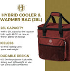 Halo 28L Hybrid Cooler & Warmer Bag | Electric Travel Cooler, Collapsible for Easy Storage, Keep Drinks Cold & Food Warm, Ice Free Cooling, Includes Shoulder Strap, DC Power Cord & AC Adapter