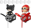 2Pcs Car Air Fresheners, Cute Bear Pilot Automotive Air Outlet Creative Car Perfume Diffuser, Automotive Accessories Air Vent Decoration with 8 Fragrant Tablets (Black 2+Red 1)