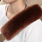 OGLAND 2 Pack Automotive Authentic Sheepskin Car Seat Belt Pads, Soft Shoulder Pad, Neck Cushion Protector, Genuine Natural Merino Wool (Saddle Brown)