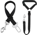 SunGrow Dog Seatbelt & Leash, Universal Vehicle Seatbelt Harness for Car Headrest, Pet Travel Essential, Adjustable Lead, Black Nylon, 19”-31” & 14-19” x 17-30”, 2 Pcs. Per Pack