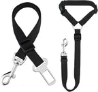 SunGrow Dog Seatbelt & Leash, Universal Vehicle Seatbelt Harness for Car Headrest, Pet Travel Essential, Adjustable Lead, Black Nylon, 19”-31” & 14-19” x 17-30”, 2 Pcs. Per Pack