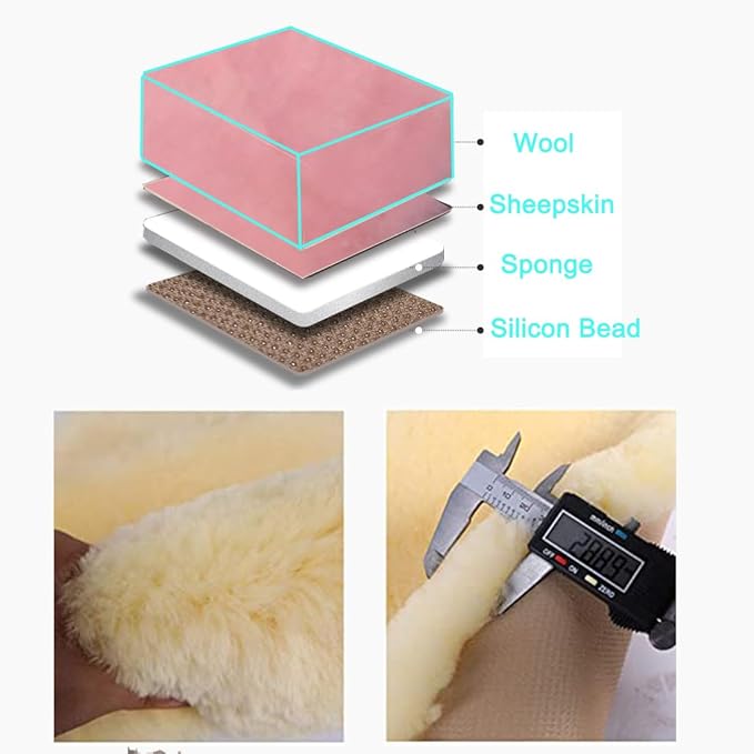 OGLAND Fluffy Genuine Australia Sheepskin Car Seat Cover for Auto Interior Accessories with Soft Fuzzy Wool Eco-Friendly Natural Fur Non-Slip (Pink, Back)