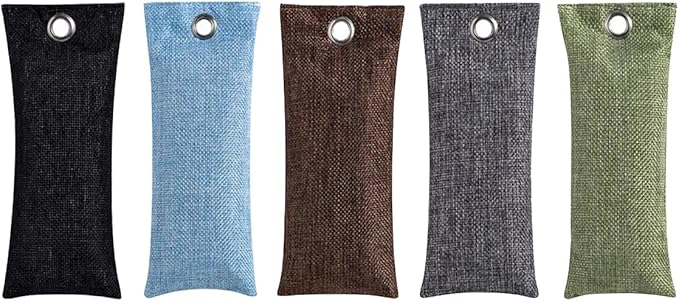 Activated Charcoal Air Purifying Bag (10 Pack 75g Each) Bamboo Charcoal Odor Absorber Air Freshener for Shoes, Closet, Car, Green