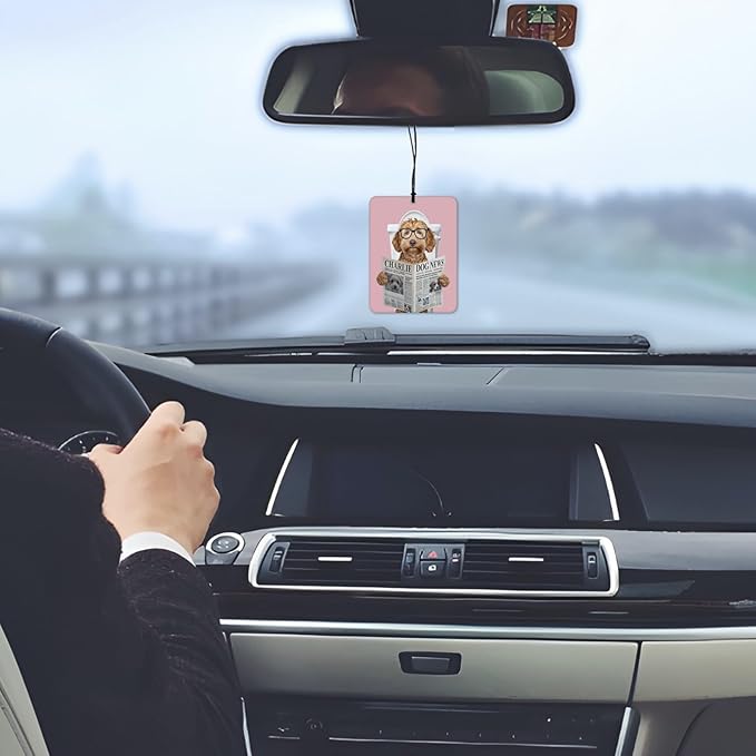 Golden Doodle Dog Bathroom Air Freshener 4 Pcs, Pink Goldendoodle Dog Hanging Scents Air Freshener for Women Girls Gifts, Cute Puppy Scented Car Accessories Decor for Bathroom Washroom