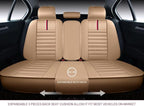 OASIS AUTO Car Seat Covers Full Set Premium Waterproof Faux Leather Cushion Universal Accessories Fit SUV Truck Sedan Automotive Vehicle Auto Interior Protector (OS-001 Tan)