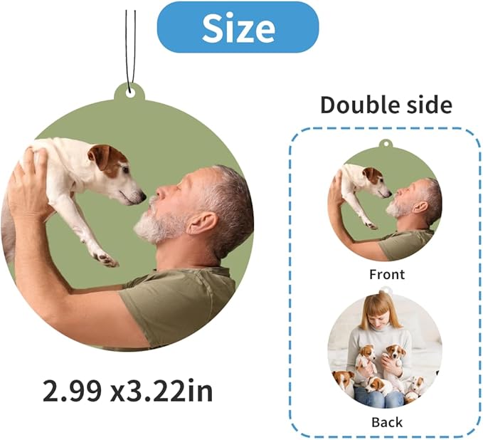 Personalized Photo Car Air Freshener – Custom Double-Sided Print – Fresh Linen Scent – Eco-Friendly, Long-Lasting Fragrance – For Family, Friends, Lovers (Circle-HL)