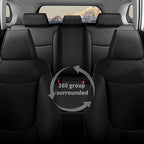 AOMSAZTO Custom Fit for Toyota Corolla Cross Hybrid 2023 2024 2025 Faux Leather Car Seat Covers Full Set Compatible Airbag Corolla Cross Hybrid S,SE,XSE Seat Protector Sedan Black