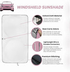 Windshield Sun Shade for Tesla S | Certified 99.87% UVB & 99.02% UVA Protection Car Sun Shade. Award Winning Sunshade for Car Windshield with Patented Technology. Car Window Shades by Kinder Fluff