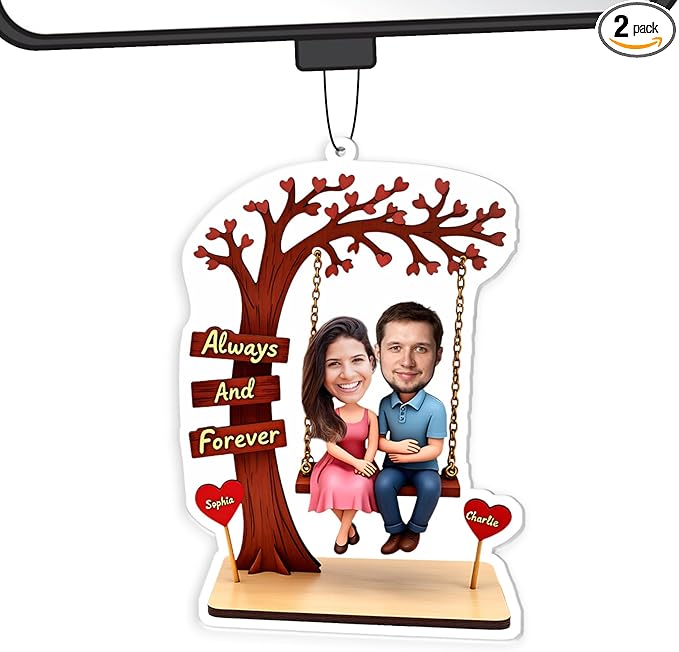 Personalized Valentine's Day Car Air Freshener with Pictures, I Love You, Drive Safe, Fun Couple Gift, Hanging 2Pack