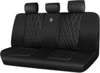CAR PASS Luxury Faux Leather Rear Bench Car Seat Covers, Waterproof Anti Slip Back Seat Covers, Deluxe Automotive Backseat Cover Universal Fit for Most Cars Sedan SUV Pickup Truck (All Black)