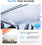 Wigoo 2026 Tesla New Model Y Juniper Accessories Sunshade Roof [Never Sag, Nano Ice-Crystal Coatings] 3-Gen Heat Insulation Glass Roof Sun Shade, Accessories for Tesla Juniper Model Y, Interior Gray