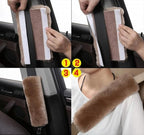 Soft & Cozy Australian Sheepskin Car Seat Belt Covers,2 Pack Fluffy Seatbelt Pads, Genunie Sheepskin Fur Shoulder Straps Cushions for Adults Kids Women and Men (Wine Red)