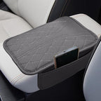 Car Center Console Cover with 2 Storage Bags - Leather Car Armrest Cushion Pad Vehicle Middle Console Cover, Universal Armrest Seat Box Protector Auto Interior Accessories for SUV, Truck, Sedan (Gray)